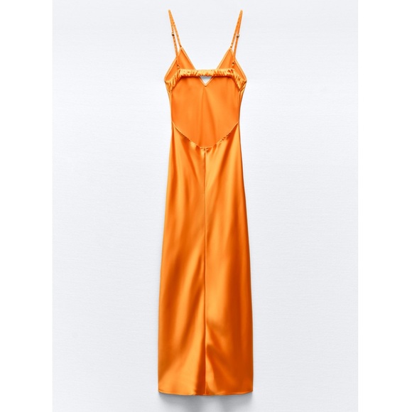 Zara SATIN EFFECT MIDI SLIP DRESS - Picture 7 of 7